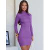 image:imageANRABESS Women Long Sleeve Mock Neck Bodycon Mini Dress 2025 Fall Ribbed Slim Fit Pencil Cocktail Club Night DressesPurple