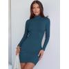 image:imageANRABESS Women Long Sleeve Mock Neck Bodycon Mini Dress 2025 Fall Ribbed Slim Fit Pencil Cocktail Club Night DressesTeal