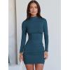 image:imageANRABESS Women Long Sleeve Mock Neck Bodycon Mini Dress 2025 Fall Ribbed Slim Fit Pencil Cocktail Club Night DressesTeal