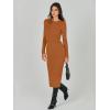 image:imageANRABESS Women Long Sleeve Sweater Dress Crewneck Bodycon Stretch Slim Fit Ribbed Knit Midi Dresses 2025 Fall Trendy OutfitsRust