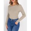 image:imageANRABESS Women Long Sleeve Thermal Shirt Fleece Tops 2026 Fall Winter Crew Neck Casual Base Layer TShirts Warm UndershirtsAlmond