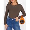 image:imageANRABESS Women Long Sleeve Thermal Shirt Fleece Tops 2026 Fall Winter Crew Neck Casual Base Layer TShirts Warm UndershirtsDark Brown