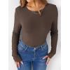 image:imageANRABESS Women Long Sleeve Thermal Shirt Fleece Tops 2026 Fall Winter Crew Neck Casual Base Layer TShirts Warm UndershirtsDark Brown