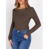 image:imageANRABESS Women Long Sleeve Thermal Shirt Fleece Tops 2026 Fall Winter Crew Neck Casual Base Layer TShirts Warm UndershirtsDark Brown