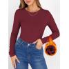 image:imageANRABESS Women Long Sleeve Thermal Shirt Fleece Tops 2026 Fall Winter Crew Neck Casual Base Layer TShirts Warm UndershirtsDark Red