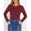 image:imageANRABESS Women Long Sleeve Thermal Shirt Fleece Tops 2026 Fall Winter Crew Neck Casual Base Layer TShirts Warm UndershirtsDark Red