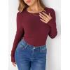 image:imageANRABESS Women Long Sleeve Thermal Shirt Fleece Tops 2026 Fall Winter Crew Neck Casual Base Layer TShirts Warm UndershirtsDark Red