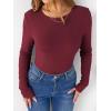 image:imageANRABESS Women Long Sleeve Thermal Shirt Fleece Tops 2026 Fall Winter Crew Neck Casual Base Layer TShirts Warm UndershirtsDark Red
