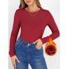 image:imageANRABESS Women Long Sleeve Thermal Shirt Fleece Tops 2026 Fall Winter Crew Neck Casual Base Layer TShirts Warm UndershirtsRed