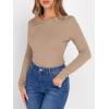 image:imageANRABESS Women Long Sleeve Thermal Shirt Fleece Tops 2026 Fall Winter Crew Neck Casual Base Layer TShirts Warm UndershirtsTan
