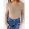 image:imageANRABESS Women Long Sleeve Thermal Shirt Fleece Tops 2026 Fall Winter Crew Neck Casual Base Layer TShirts Warm UndershirtsTan
