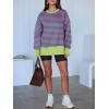 image:imageANRABESS Women Oversized Sweatshirts Thumbhole Long Sleeve Hoodies Shirts 2025 Fall Side Slit Pullover Top Teen Y2k OutfitsPink Green Striped