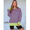 image:imageANRABESS Women Oversized Sweatshirts Thumbhole Long Sleeve Hoodies Shirts 2025 Fall Side Slit Pullover Top Teen Y2k OutfitsPink Green Striped
