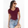 image:imageANRABESS Women Short Sleeve V Neck Lace Shirts Ribbed Knit Fitted Basic Tee Top 2026 Summer Casual TShirts Going Out OutfitsDeep Red