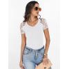 image:imageANRABESS Women Short Sleeve V Neck Lace Shirts Ribbed Knit Fitted Basic Tee Top 2026 Summer Casual TShirts Going Out OutfitsWhite