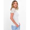image:imageANRABESS Women Short Sleeve V Neck Lace Shirts Ribbed Knit Fitted Basic Tee Top 2026 Summer Casual TShirts Going Out OutfitsWhite