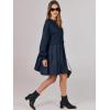 image:imageANRABESS Women Sweatshirts Dress Oversized Long Sleeve Patchwork Casual Loose Pleated Pullover Mini Dress Fall Outfits 2025 Navy Small
