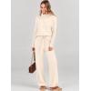 image:imageANRABESS Women Two Piece Outfits Oversized Turtleneck Knit Pullover Sweater Top Wide Leg Pants Lounge Set Sweatsuit 2025 FallBeige