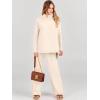 image:imageANRABESS Women Two Piece Outfits Oversized Turtleneck Knit Pullover Sweater Top Wide Leg Pants Lounge Set Sweatsuit 2025 FallBeige