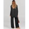 image:imageANRABESS Women Two Piece Outfits Oversized Turtleneck Knit Pullover Sweater Top Wide Leg Pants Lounge Set Sweatsuit 2025 FallBlack