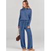 image:imageANRABESS Women Two Piece Outfits Oversized Turtleneck Knit Pullover Sweater Top Wide Leg Pants Lounge Set Sweatsuit 2025 FallBlue