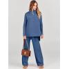 image:imageANRABESS Women Two Piece Outfits Oversized Turtleneck Knit Pullover Sweater Top Wide Leg Pants Lounge Set Sweatsuit 2025 FallBlue