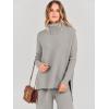 image:imageANRABESS Women Two Piece Outfits Oversized Turtleneck Knit Pullover Sweater Top Wide Leg Pants Lounge Set Sweatsuit 2025 FallGray Apricort