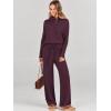 image:imageANRABESS Women Two Piece Outfits Oversized Turtleneck Knit Pullover Sweater Top Wide Leg Pants Lounge Set Sweatsuit 2025 FallWine Red