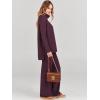 image:imageANRABESS Women Two Piece Outfits Oversized Turtleneck Knit Pullover Sweater Top Wide Leg Pants Lounge Set Sweatsuit 2025 FallWine Red