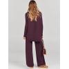 image:imageANRABESS Women Two Piece Outfits Oversized Turtleneck Knit Pullover Sweater Top Wide Leg Pants Lounge Set Sweatsuit 2025 FallWine Red