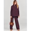 image:imageANRABESS Women Two Piece Outfits Oversized Turtleneck Knit Pullover Sweater Top Wide Leg Pants Lounge Set Sweatsuit 2025 FallWine Red
