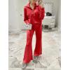 image:imageANRABESS Womens 2 Piece Outfits Half Zip Sweatshirt amp Wide Leg Pants Airport Travel Lounge Matching Sets Sweatsuits ClothingBright Red