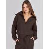 image:imageANRABESS Womens 2 Piece Outfits Half Zip Sweatshirt amp Wide Leg Pants Airport Travel Lounge Matching Sets Sweatsuits ClothingCoffee