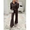 image:imageANRABESS Womens 2 Piece Outfits Half Zip Sweatshirt amp Wide Leg Pants Airport Travel Lounge Matching Sets Sweatsuits ClothingCoffee