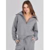 image:imageANRABESS Womens 2 Piece Outfits Half Zip Sweatshirt amp Wide Leg Pants Airport Travel Lounge Matching Sets Sweatsuits ClothingGrey