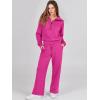 image:imageANRABESS Womens 2 Piece Outfits Half Zip Sweatshirt amp Wide Leg Pants Airport Travel Lounge Matching Sets Sweatsuits ClothingHot Pink