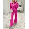 image:imageANRABESS Womens 2 Piece Outfits Half Zip Sweatshirt amp Wide Leg Pants Airport Travel Lounge Matching Sets Sweatsuits ClothingHot Pink