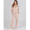 image:imageANRABESS Womens 2 Piece Outfits Half Zip Sweatshirt amp Wide Leg Pants Airport Travel Lounge Matching Sets Sweatsuits ClothingKhaki