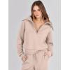 image:imageANRABESS Womens 2 Piece Outfits Half Zip Sweatshirt amp Wide Leg Pants Airport Travel Lounge Matching Sets Sweatsuits ClothingKhaki