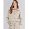 image:imageANRABESS Womens 2 Piece Outfits Half Zip Sweatshirt amp Wide Leg Pants Airport Travel Lounge Matching Sets Sweatsuits ClothingLight Khaki