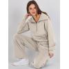 image:imageANRABESS Womens 2 Piece Outfits Half Zip Sweatshirt amp Wide Leg Pants Airport Travel Lounge Matching Sets Sweatsuits ClothingLight Khaki