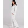 image:imageANRABESS Womens 2 Piece Outfits Half Zip Sweatshirt amp Wide Leg Pants Airport Travel Lounge Matching Sets Sweatsuits ClothingWhite