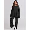 image:imageANRABESS Womens 2 Piece Outfits Oversized Knit Sweater Set Wide Leg Pant Cozy Lounge Matching Pajama Sets 2025 Trendy ClothesBlack