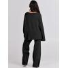 image:imageANRABESS Womens 2 Piece Outfits Oversized Knit Sweater Set Wide Leg Pant Cozy Lounge Matching Pajama Sets 2025 Trendy ClothesBlack