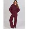 image:imageANRABESS Womens 2 Piece Outfits Oversized Knit Sweater Set Wide Leg Pant Cozy Lounge Matching Pajama Sets 2025 Trendy ClothesBurgundy