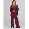 image:imageANRABESS Womens 2 Piece Outfits Oversized Knit Sweater Set Wide Leg Pant Cozy Lounge Matching Pajama Sets 2025 Trendy ClothesBurgundy