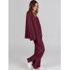 image:imageANRABESS Womens 2 Piece Outfits Oversized Knit Sweater Set Wide Leg Pant Cozy Lounge Matching Pajama Sets 2025 Trendy ClothesBurgundy