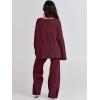 image:imageANRABESS Womens 2 Piece Outfits Oversized Knit Sweater Set Wide Leg Pant Cozy Lounge Matching Pajama Sets 2025 Trendy ClothesBurgundy