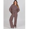 image:imageANRABESS Womens 2 Piece Outfits Oversized Knit Sweater Set Wide Leg Pant Cozy Lounge Matching Pajama Sets 2025 Trendy ClothesCoffee