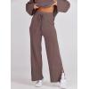 image:imageANRABESS Womens 2 Piece Outfits Oversized Knit Sweater Set Wide Leg Pant Cozy Lounge Matching Pajama Sets 2025 Trendy ClothesCoffee